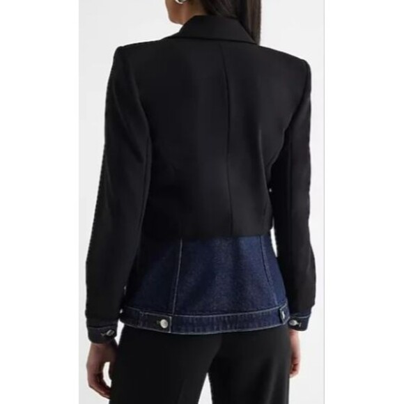 Express Women's Denim Pieced Cropped Blazer Size L, Black NWT - Picture 4 of 7